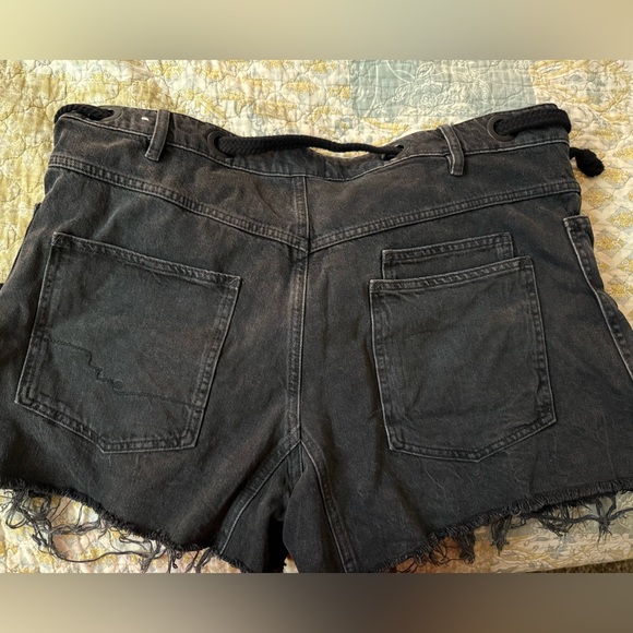 We The Free Washed Black High-Rise Denim Shorts with Rope Tie - Picture 2 of 4